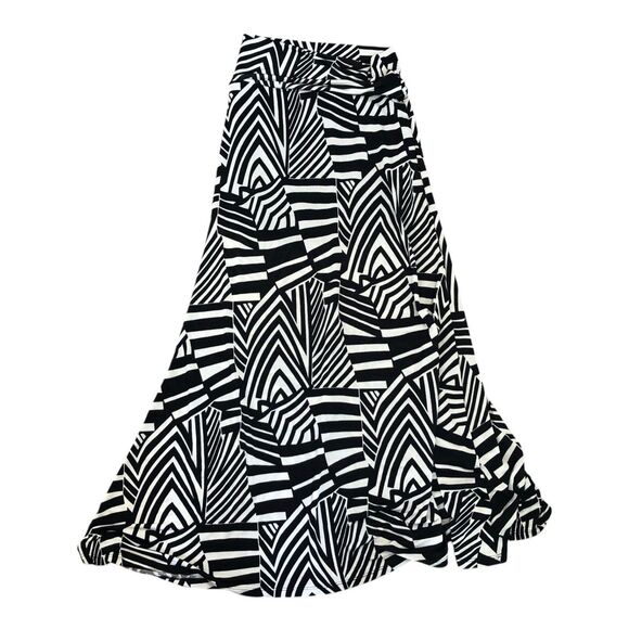 Arden B Artsy Boho Fold Over Geometric Maxi Waist Stretch Maxi Skirt, S - Picture 1 of 7